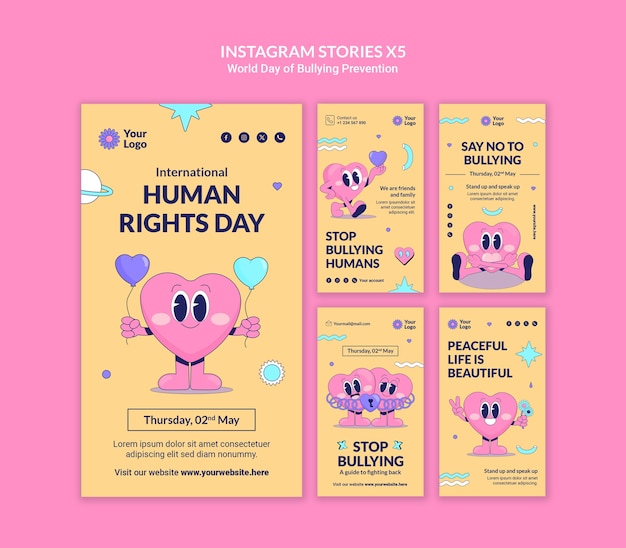 PSD storie di instagram per la giornata mondiale della prevenzione del bullying