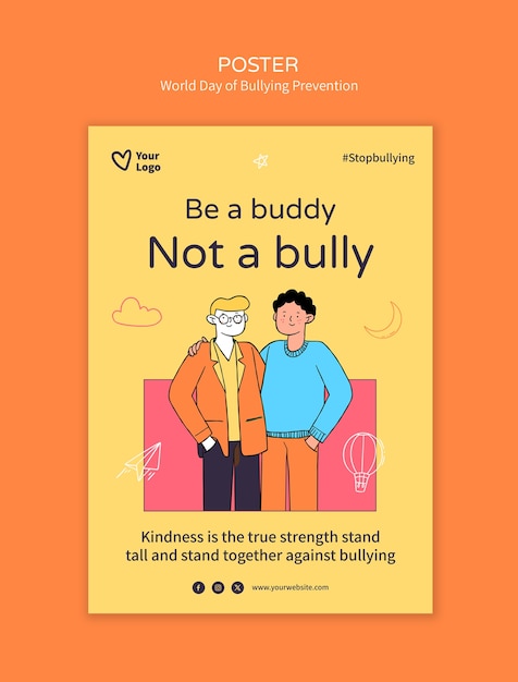 PSD modello di poster per la giornata mondiale della prevenzione del bullying