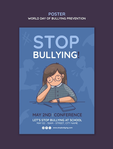 Modello di poster per la giornata mondiale della prevenzione del bullying