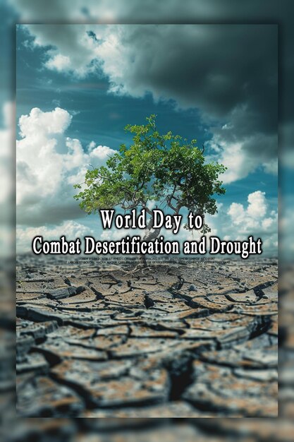 PSD world day to combat desertification and drought background or banner design template