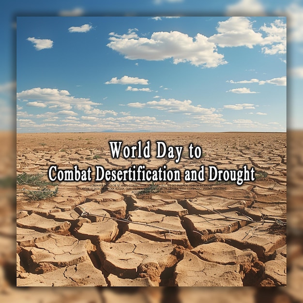 PSD world day to combat desertification and drought background or banner design template