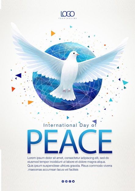 PSD 세계 평화의 날 비둘기는 평화를 상징합니다.