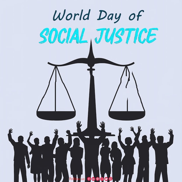 world day of social justice background for social media poster or banner design template