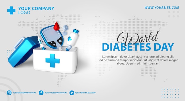PSD world diabetes day banner template design
