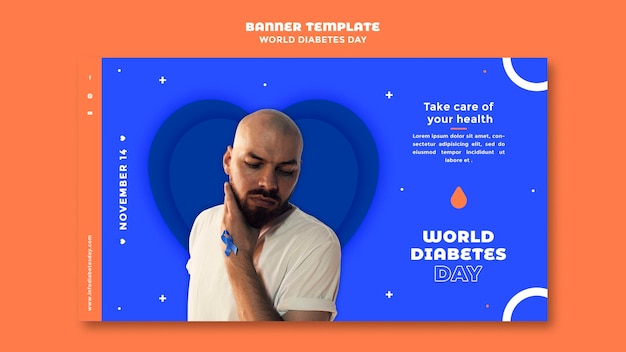 Modello di banner orizzontale per la giornata mondiale del diabete