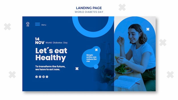 PSD world diabetes day landing page template