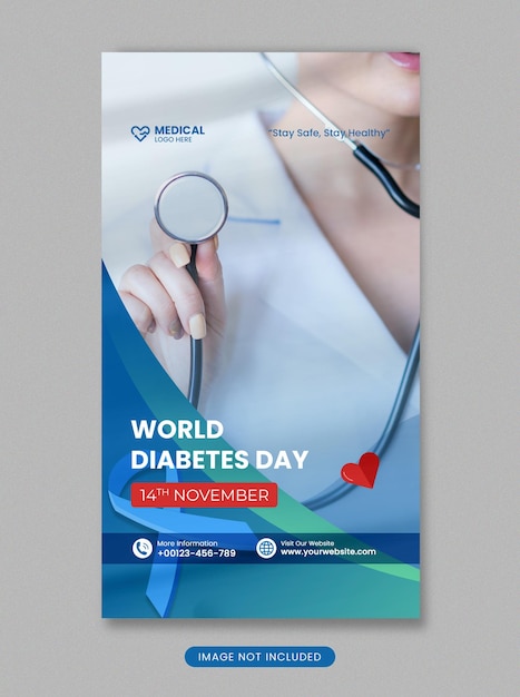 PSD post sui social media della giornata mondiale del diabete e modello di promozione della storia di instagram