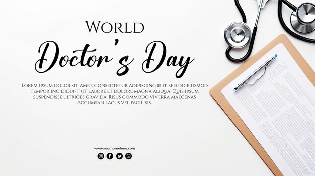 PSD world doctors day background doctor standing with crossed arms in side photo