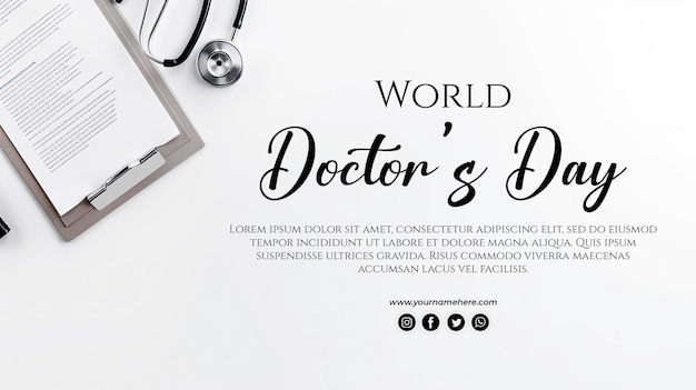 PSD world doctors day background doctor standing with crossed arms in side photo