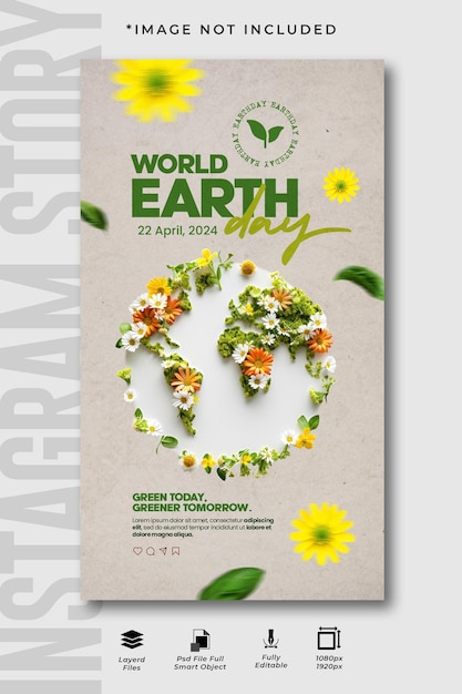 PSD world earth day social media instagram story design template