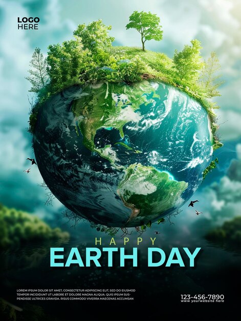 PSD world earth day social media post template