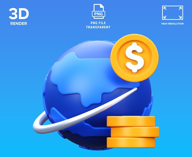 Иллюстрация 3D-иконы мировой экономики