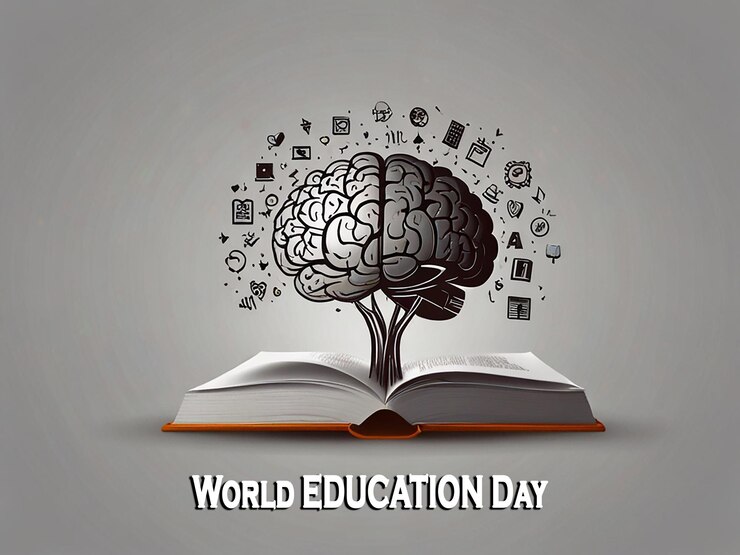 PSD world education day background with editable file