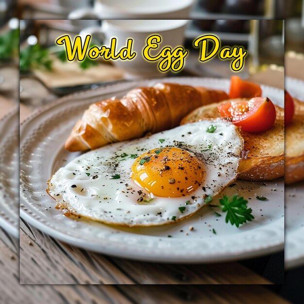 PSD world egg day eggs in basket omelette egg shell background for social media post design