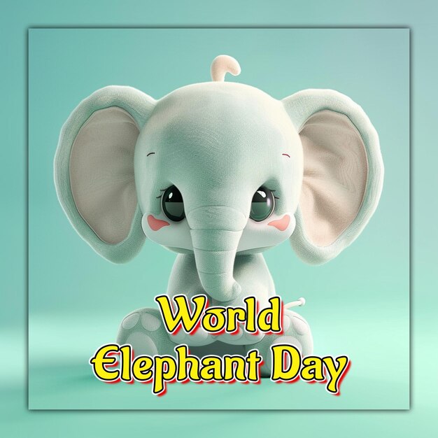 PSD world elephant day world wildlife day cute elephants celebrating elephant day for social media post