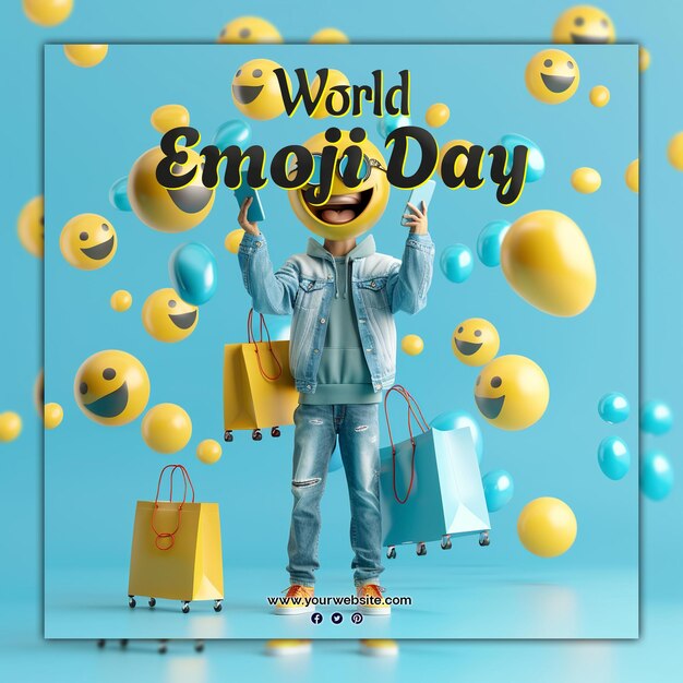 PSD world emoji day background