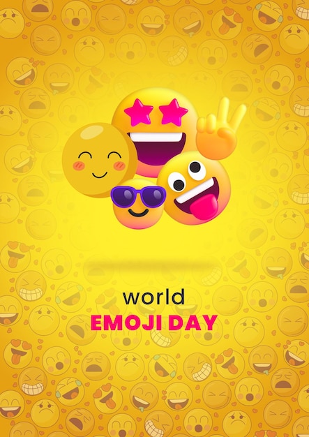 PSD Всемирный день смайликов_happy world emoji day дизайн плаката для социальных сетей