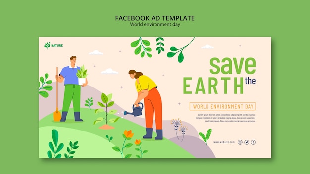 PSD modello facebook per la giornata mondiale dell'ambiente