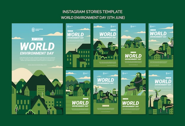 PSD storie di instagram della giornata mondiale dell'ambiente