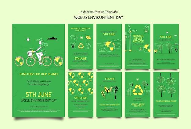 Modello di storia di instagram della giornata mondiale dell'ambiente