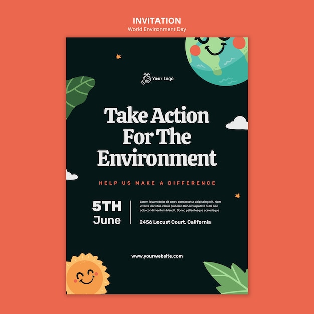 PSD world environment day invitation template