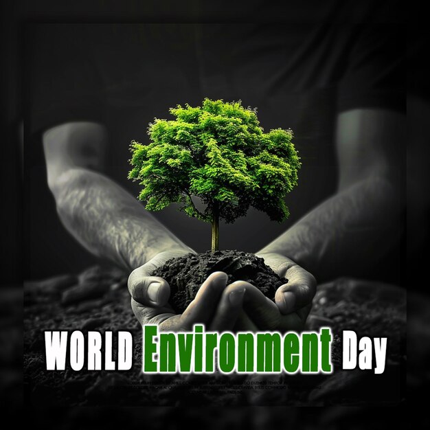 PSD world environment day mother earth day and happy world earth day ecology concept with natural