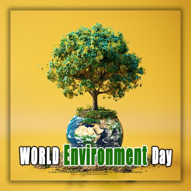 PSD giornata mondiale dell'ambiente, giornata della madre terra e felice giornata mondiale della terra, concetto di ecologia con la natura
