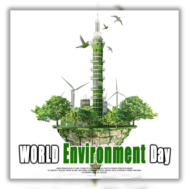 PSD world environment day mother earth day and happy world earth day ecology concept with natural