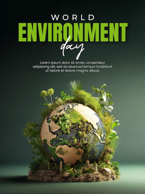 World environment day poster template with environmental protection concept