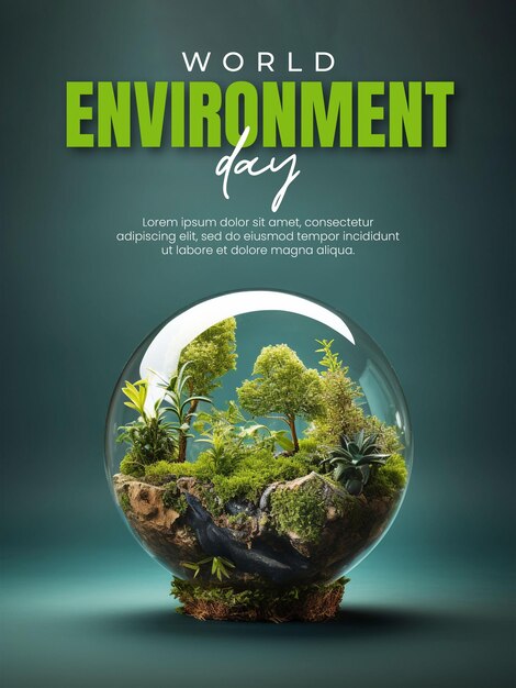 World environment day poster template with environmental protection concept