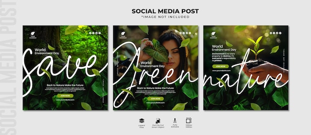 PSD progettazione di post sui social media per la giornata mondiale dell'ambiente