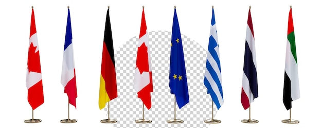 World Flags on steel poles isolated Symbolizing Patriotism Freedom and National Symbols of Countrie