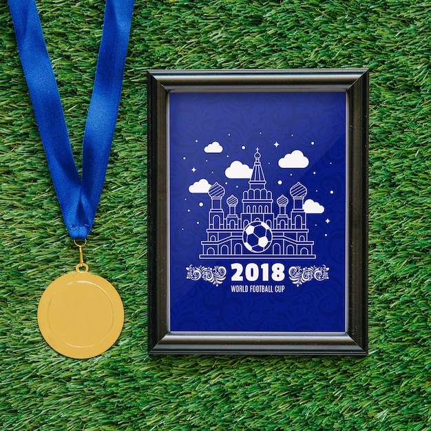 PSD world football cup mockup with frame