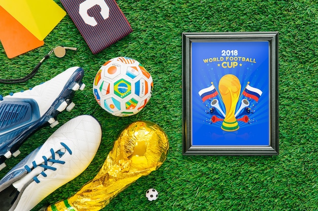 PSD world football cup mockup with frame