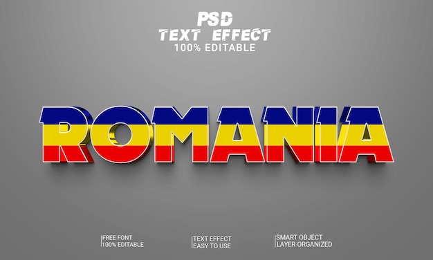 World of football qatar cup 2022 romania 3d text effect psd file