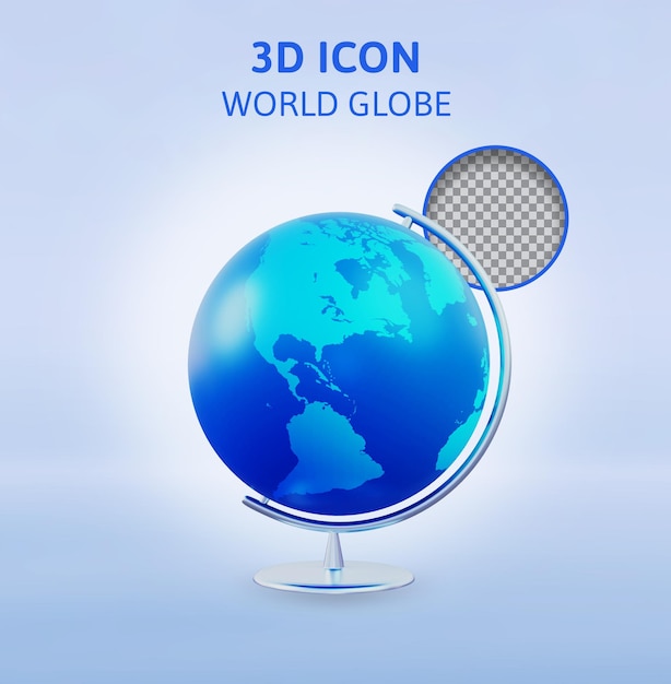 PSD world globe 3d rendering illustration