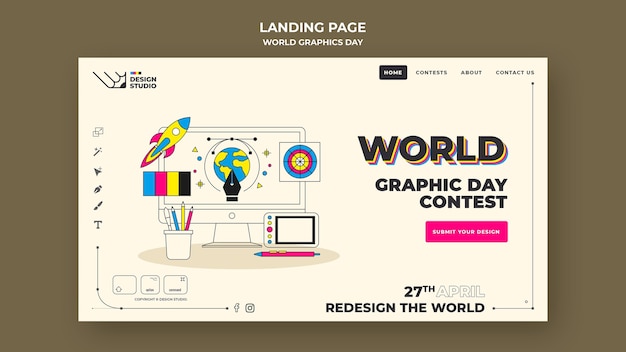 PSD world graphics day landing page template