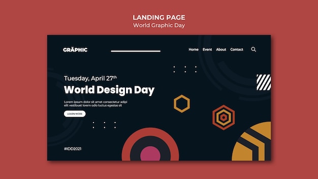 PSD 世界のグラフィックスの日のランディングページテンプレート