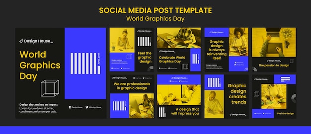 PSD Пакет сообщений в социальных сетях всемирного дня графики