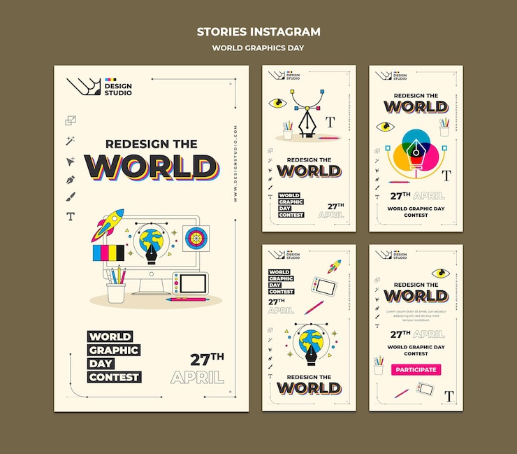  World graphics day social media stories pack