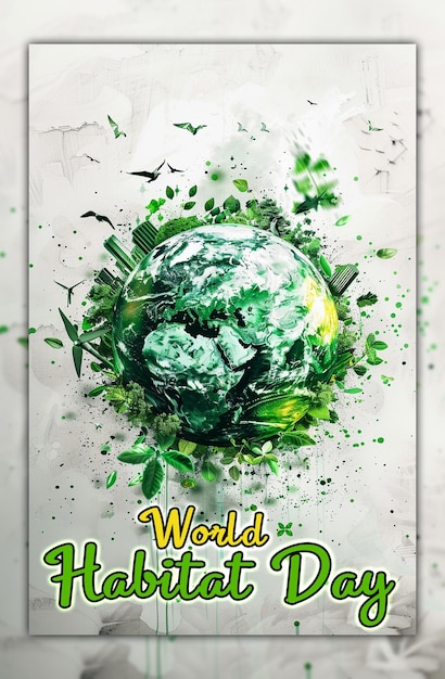 PSD giornata mondiale dell'habitat celebrazione della giornata mondiale dell'ambiente per la progettazione di post sui social media