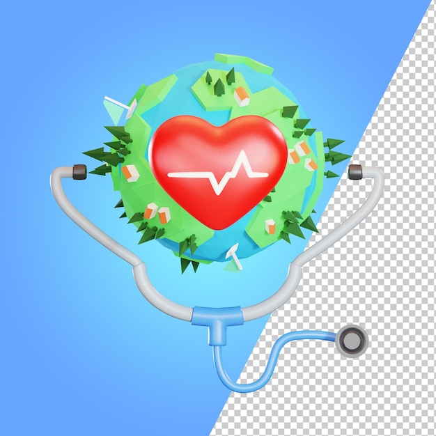 PSD world health day 3d icons