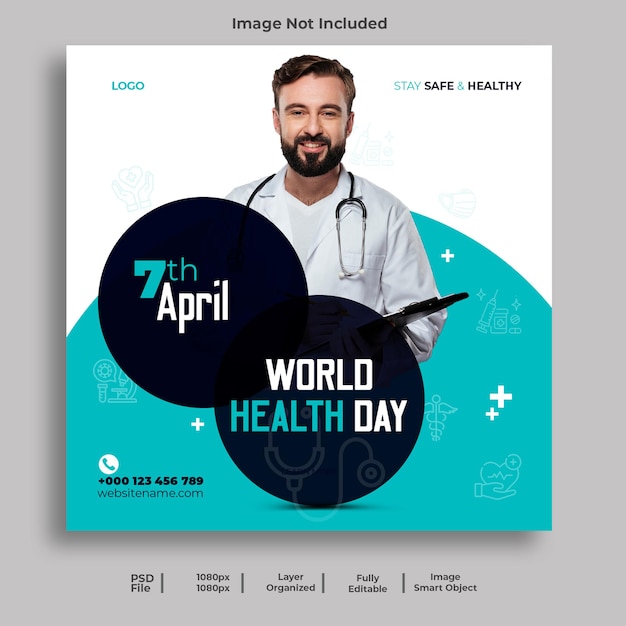 PSD world health day 7th april social media template