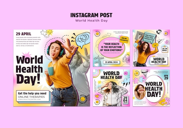 PSD world health day celebration instagram posts