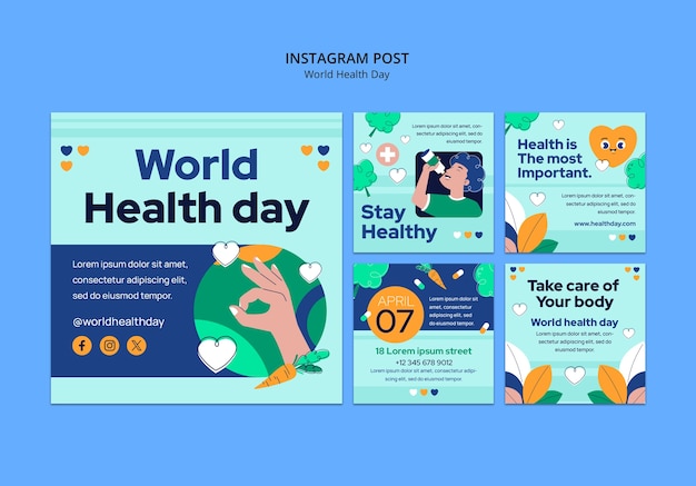 PSD world health day celebration instagram posts