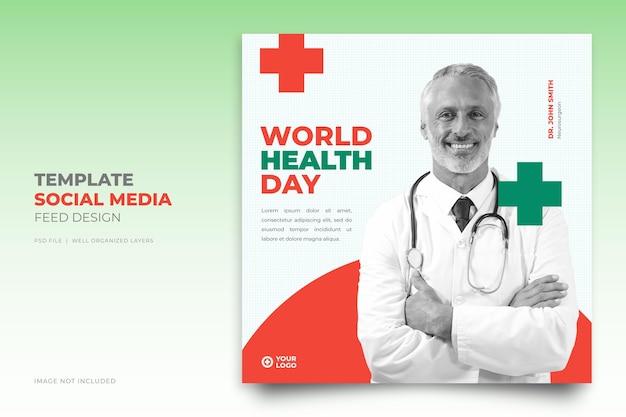 world health day celebration Instagram Social Media Post Template