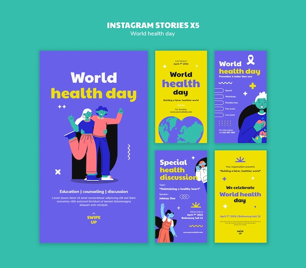 PSD world health day celebration instagram stories