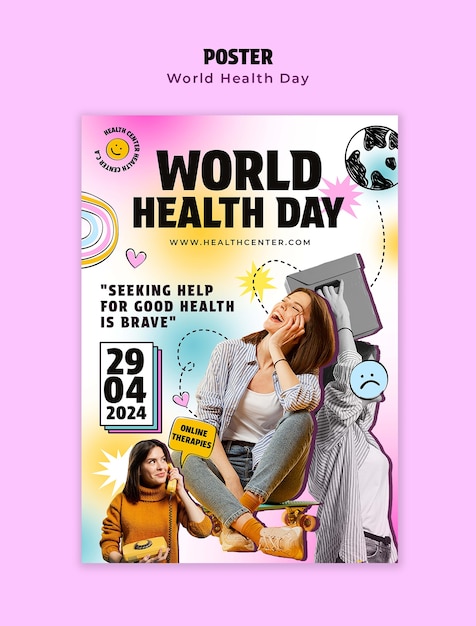 PSD world health day celebration poster template