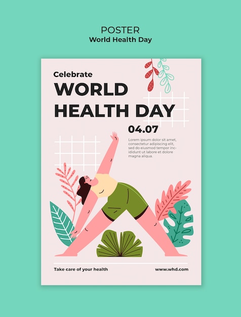 PSD world health day celebration poster template