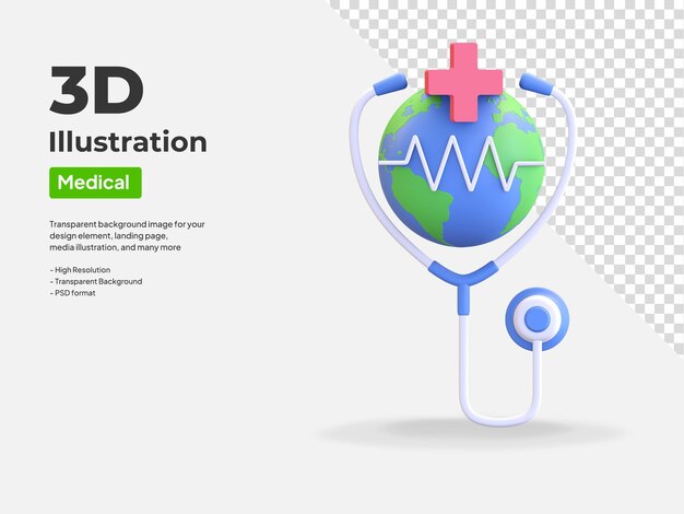 World health day icon 3d illustration render